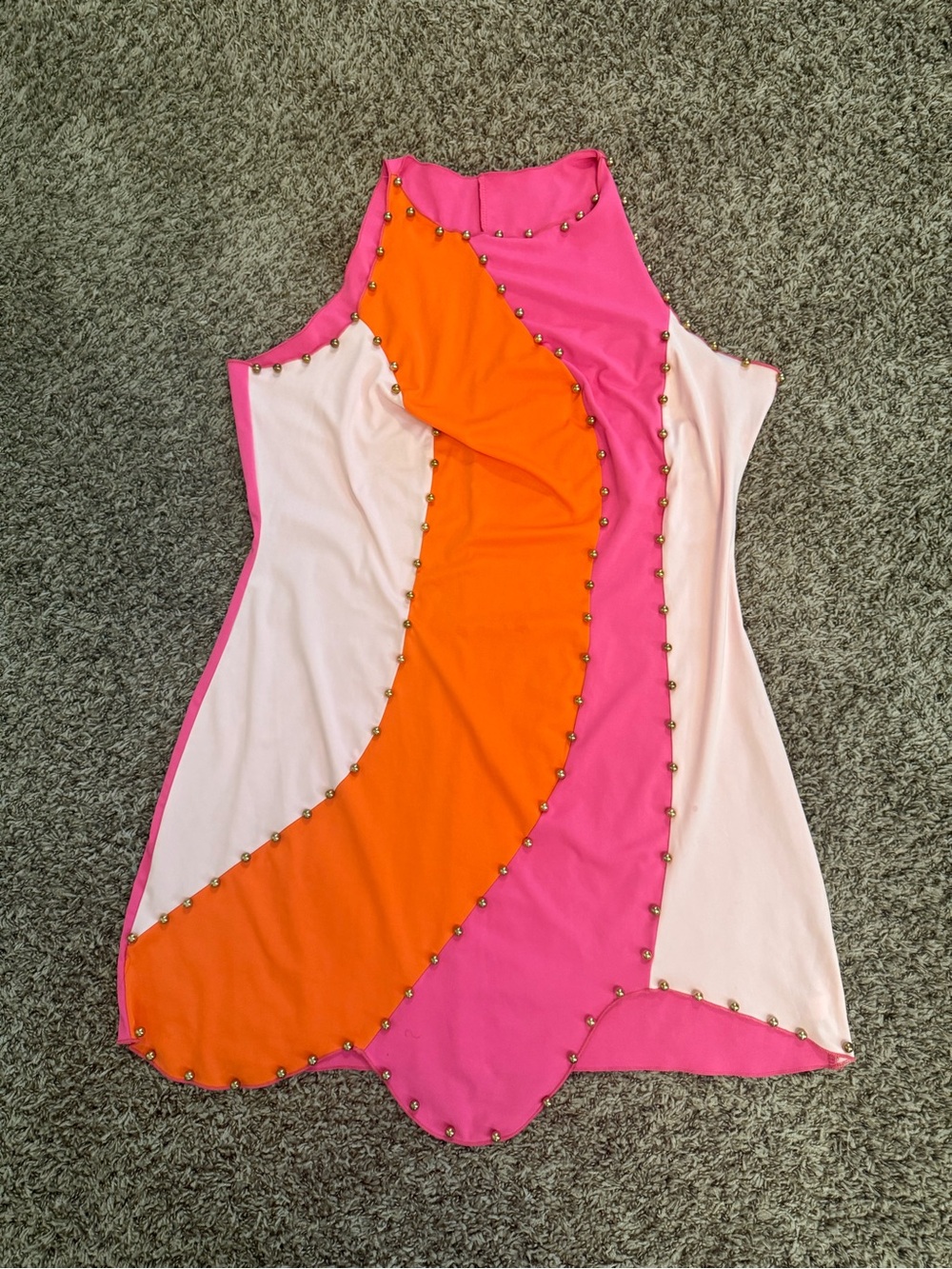 2x Color block Dress Pink, Orange & Cream